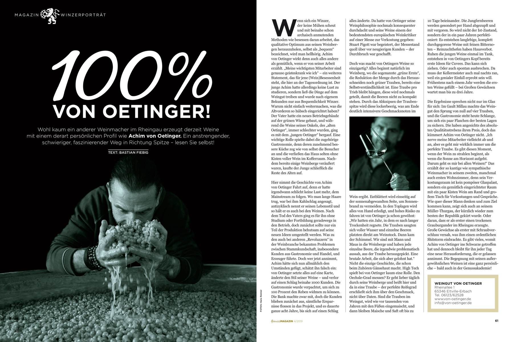Winzer Achim von Oetinger im GenussMagazin